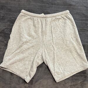 Aerie Light Gray Cozy light fleece biker shorts M with drawstring